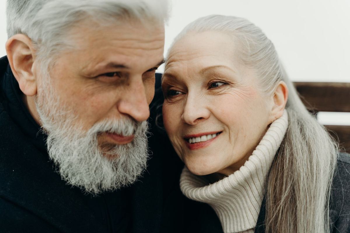 Smiling older couple